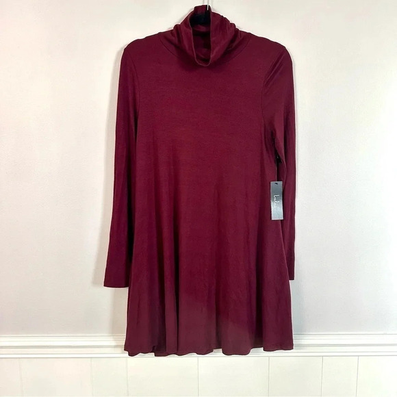 Lulus Sway, Girl, Sway! Wine Red Swing Dress with Relaxed Turtleneck Size L NWT - Picture 2 of 7